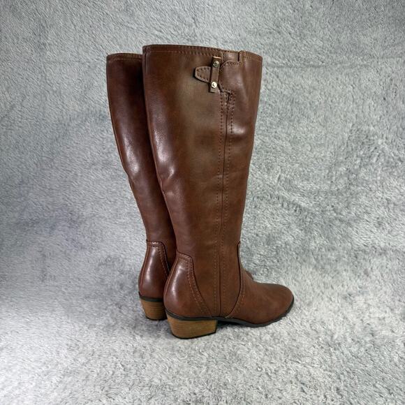 Dr. Scholls Women's Brilliance Wide-Calf Boots Manmade Almond Toe Block Heel - Picture 10 of 11